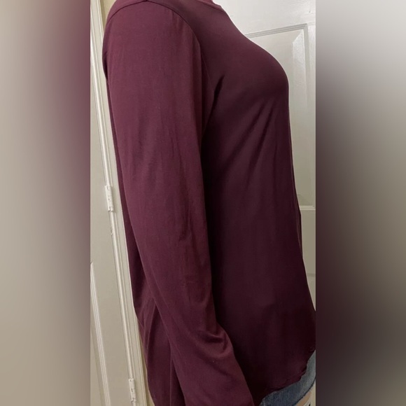 Harari Womens Blouse Size 2X Sheer Front Maroon Silk Blend Long Sleeve Top - Picture 2 of 6